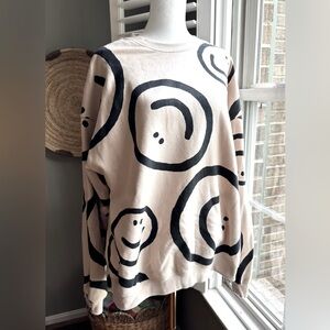 WILD FABLE Smiley Face Cream Pullover